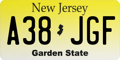 NJ license plate A38JGF