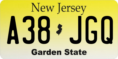 NJ license plate A38JGQ