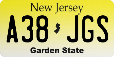 NJ license plate A38JGS