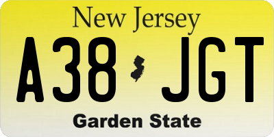 NJ license plate A38JGT
