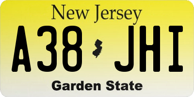 NJ license plate A38JHI