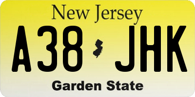 NJ license plate A38JHK