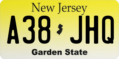 NJ license plate A38JHQ
