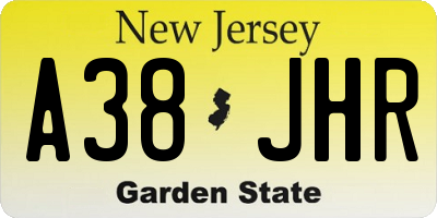 NJ license plate A38JHR