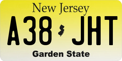 NJ license plate A38JHT