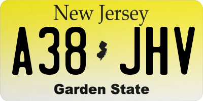 NJ license plate A38JHV