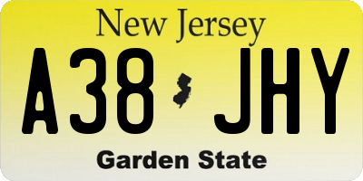 NJ license plate A38JHY
