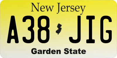 NJ license plate A38JIG