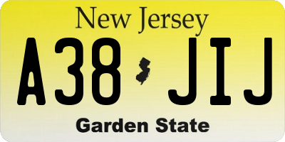 NJ license plate A38JIJ
