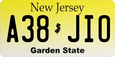 NJ license plate A38JIO