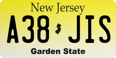 NJ license plate A38JIS