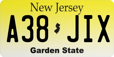 NJ license plate A38JIX