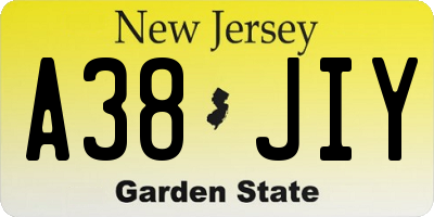 NJ license plate A38JIY