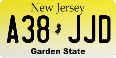 NJ license plate A38JJD