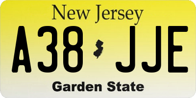NJ license plate A38JJE