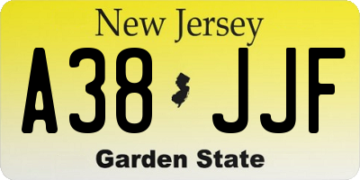 NJ license plate A38JJF