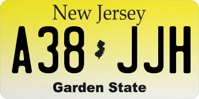 NJ license plate A38JJH