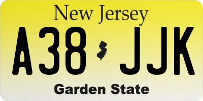 NJ license plate A38JJK