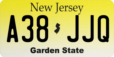 NJ license plate A38JJQ