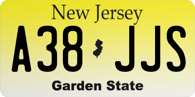 NJ license plate A38JJS
