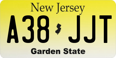 NJ license plate A38JJT