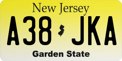 NJ license plate A38JKA