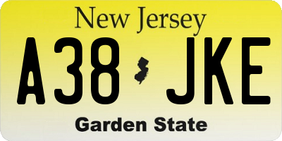 NJ license plate A38JKE
