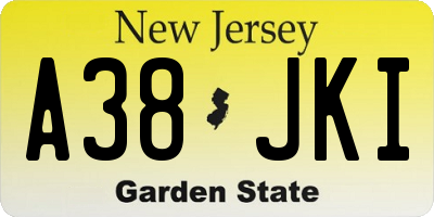 NJ license plate A38JKI