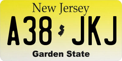NJ license plate A38JKJ