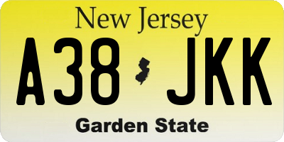 NJ license plate A38JKK