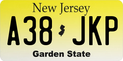 NJ license plate A38JKP