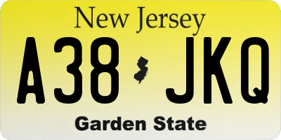 NJ license plate A38JKQ