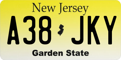 NJ license plate A38JKY