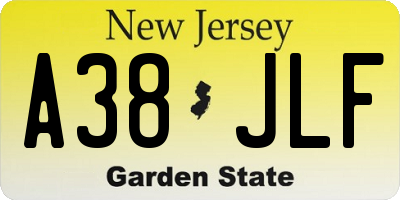 NJ license plate A38JLF
