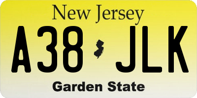 NJ license plate A38JLK