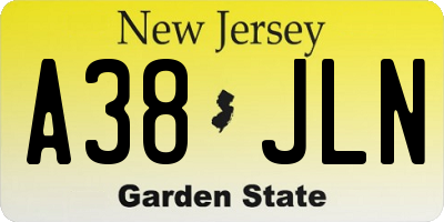 NJ license plate A38JLN