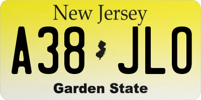 NJ license plate A38JLO