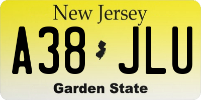 NJ license plate A38JLU