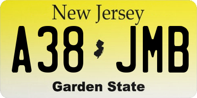 NJ license plate A38JMB