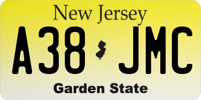 NJ license plate A38JMC