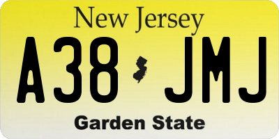 NJ license plate A38JMJ