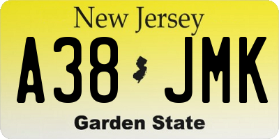 NJ license plate A38JMK