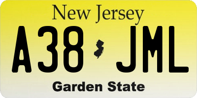 NJ license plate A38JML