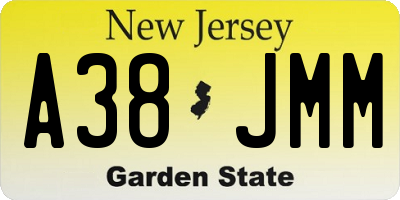 NJ license plate A38JMM