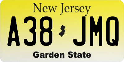 NJ license plate A38JMQ