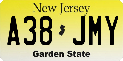 NJ license plate A38JMY
