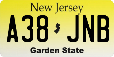 NJ license plate A38JNB