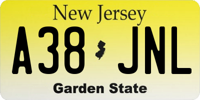 NJ license plate A38JNL