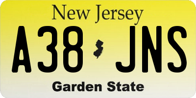 NJ license plate A38JNS