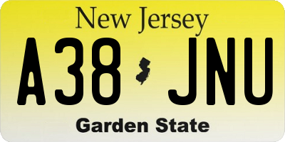 NJ license plate A38JNU